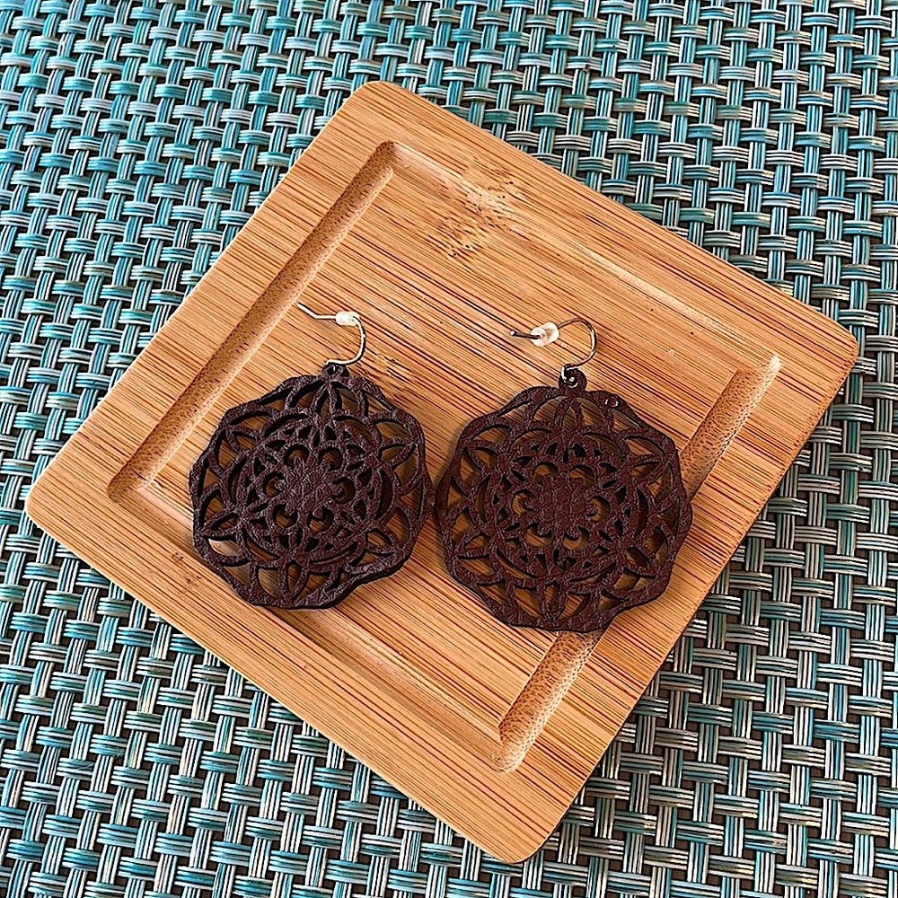 Maurices faux brown leather earrings.